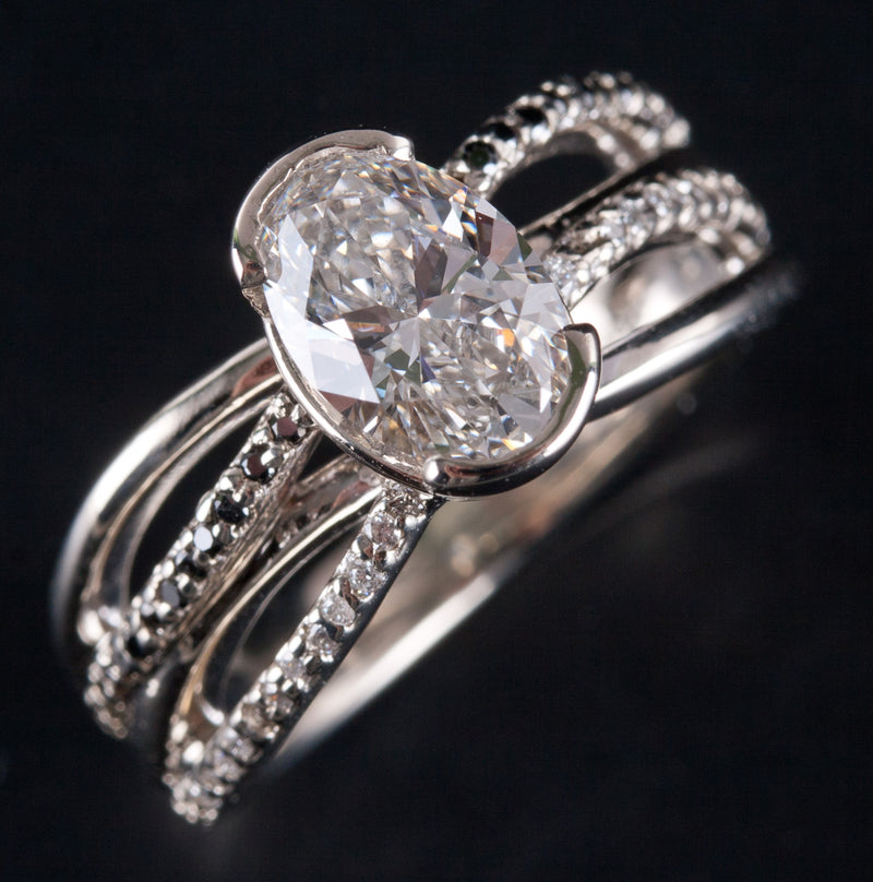 14k White Gold Lab-Created G VS1 Diamond Engagement Ring W/ GCAL Cert 1.22ctw