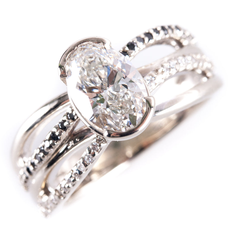 14k White Gold Lab-Created G VS1 Diamond Engagement Ring W/ GCAL Cert 1.22ctw