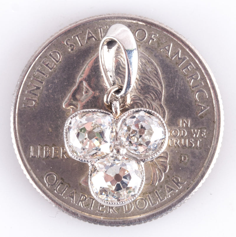 Vintage 1930's Platinum / 18k Yellow Gold Transitional Diamond Pendant 1.50ctw