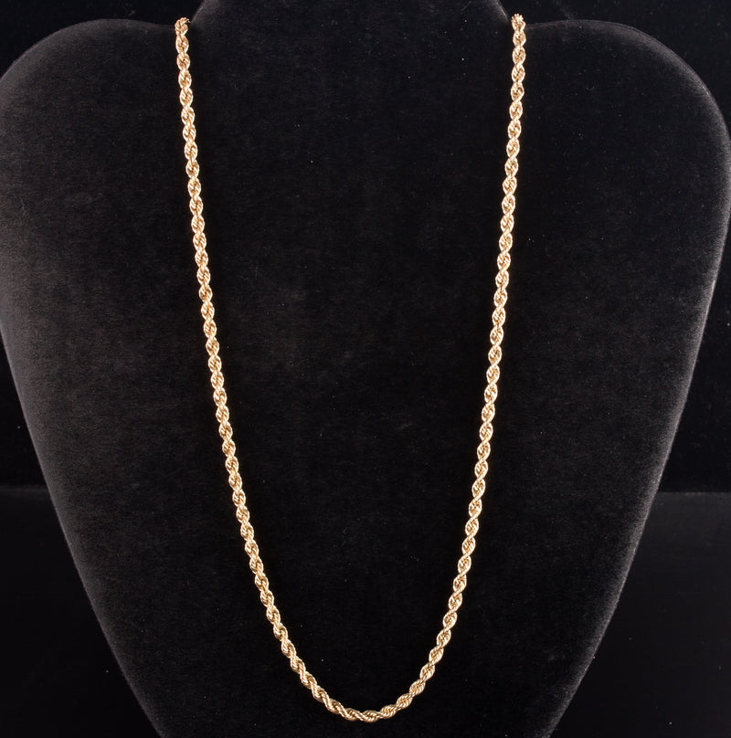 14k Yellow Gold Rope Style Chain Necklace 23.55g 27" Length 3.2mm Width