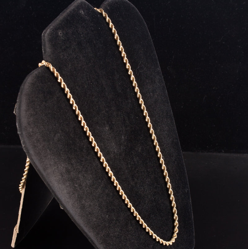 14k Yellow Gold Rope Style Chain Necklace 23.55g 27" Length 3.2mm Width