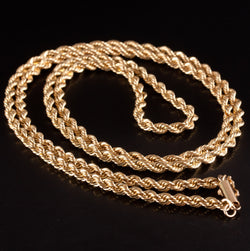 14k Yellow Gold Rope Style Chain Necklace 23.55g 27" Length 3.2mm Width