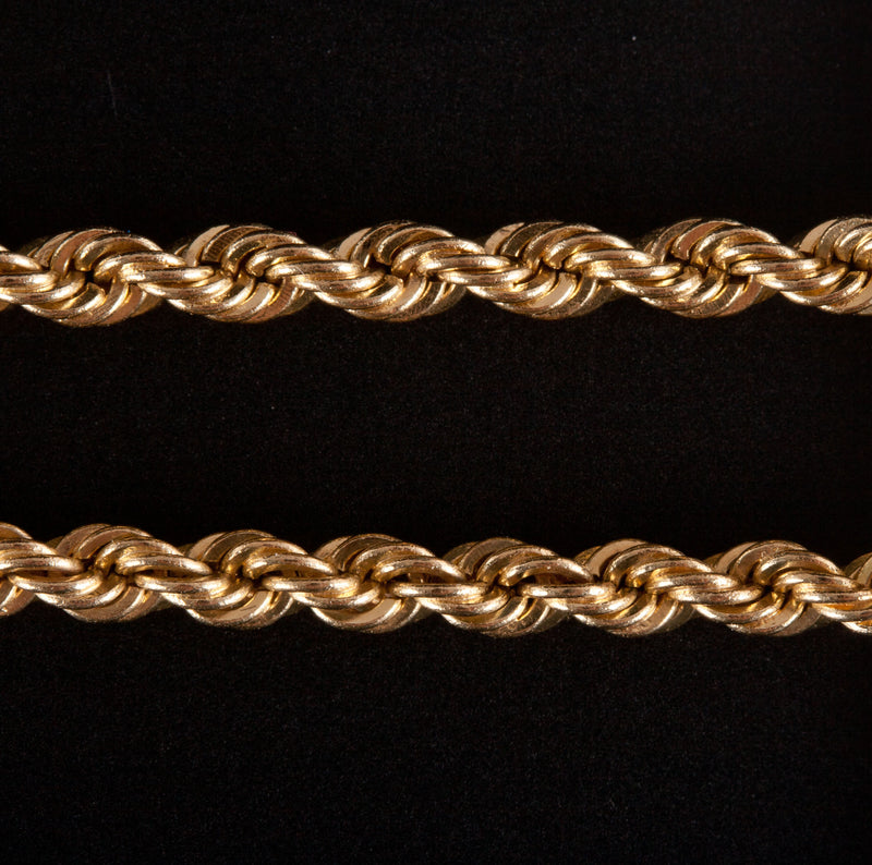 14k Yellow Gold Rope Style Chain Necklace 23.55g 27" Length 3.2mm Width