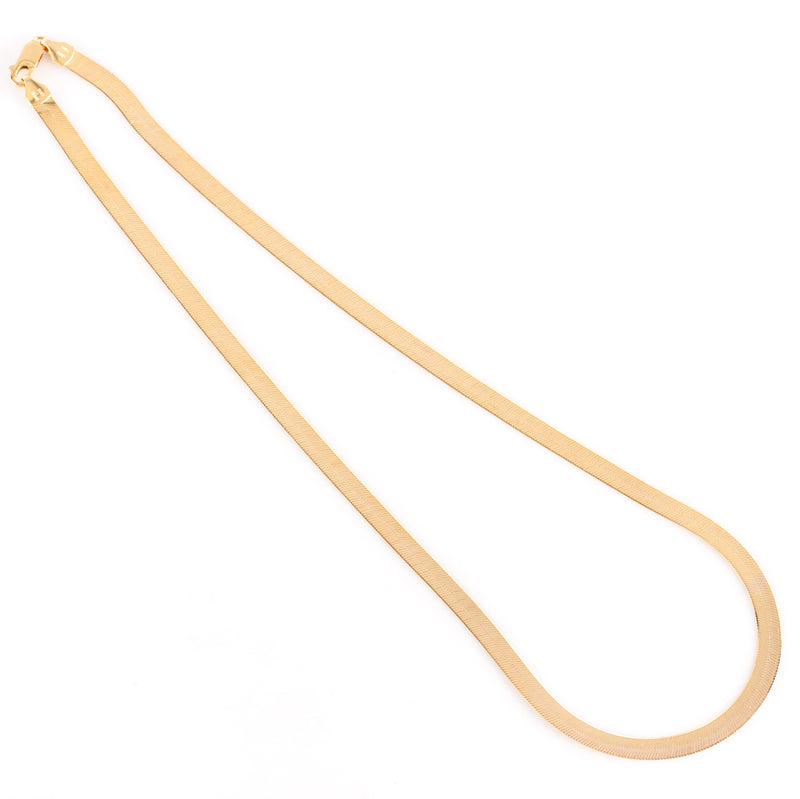 14k Yellow Gold Italian Herringbone Chain Necklace 7.85g 18" Length 4.9mm Width