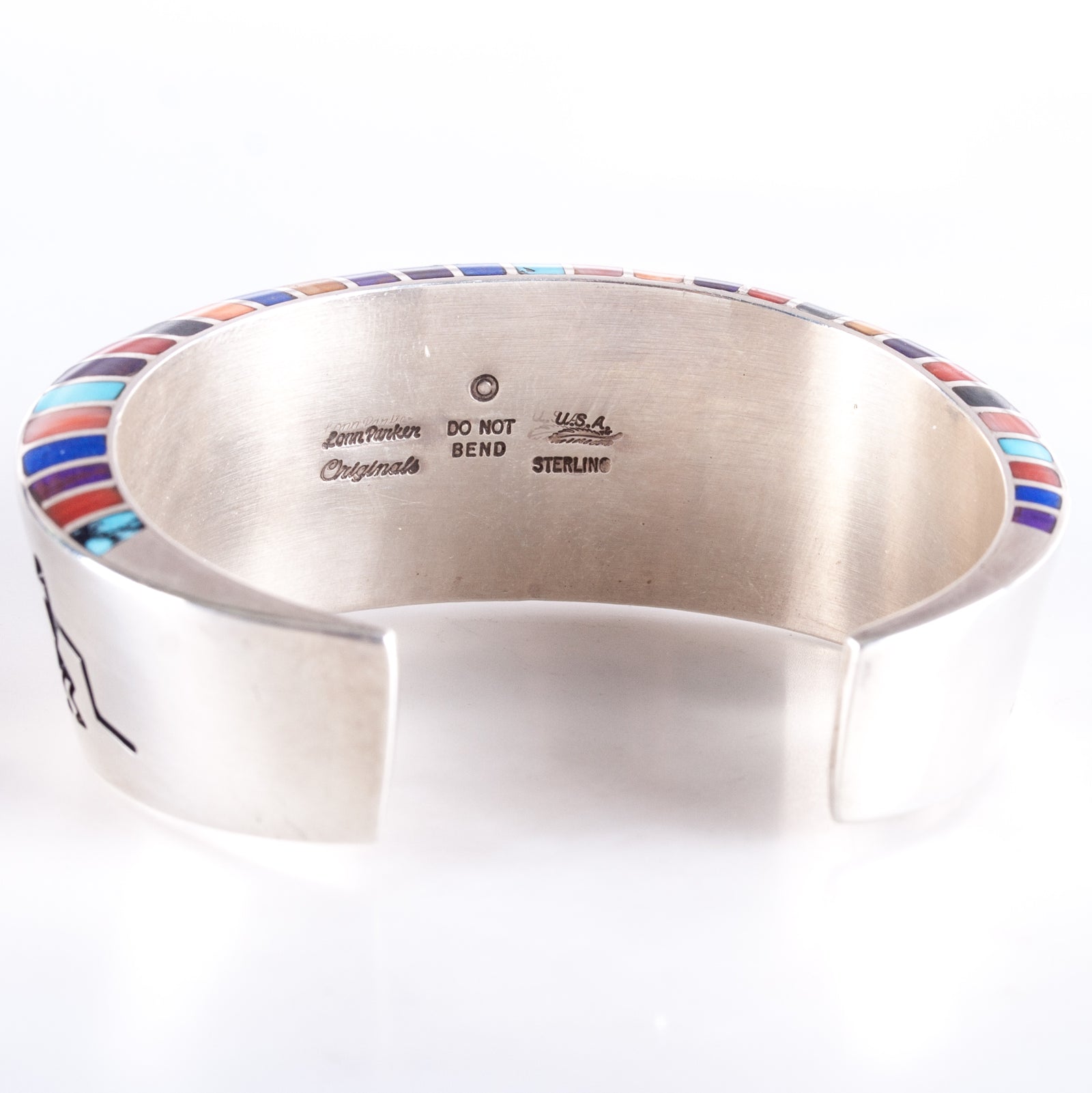 Sterling Silver Navajo Lonn Parker Multi Stone Bird Dancer Cuff