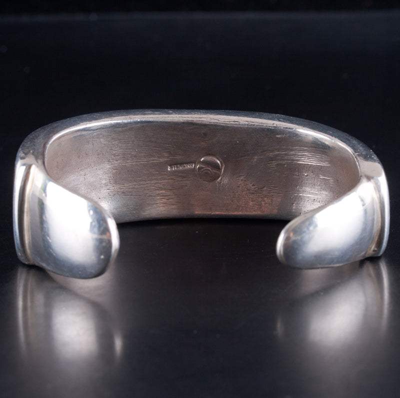 Vintage 1970's Sterling Silver Native American Multi Stone Bear Cuff Bracelet