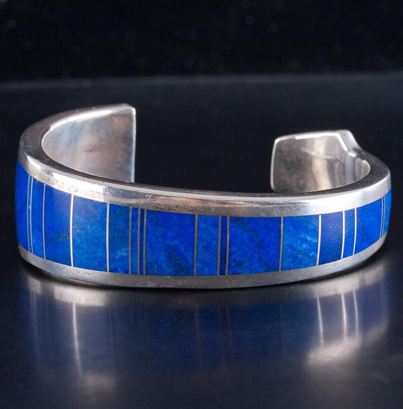 Vintage 1970's Sterling Silver Knifewing Segura Lapis Lazuli Cuff Bracelet 59.8g