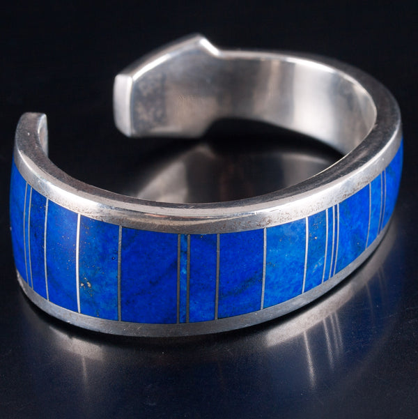 Vintage 1970's Sterling Silver Knifewing Segura Lapis Lazuli Cuff Bracelet 59.8g