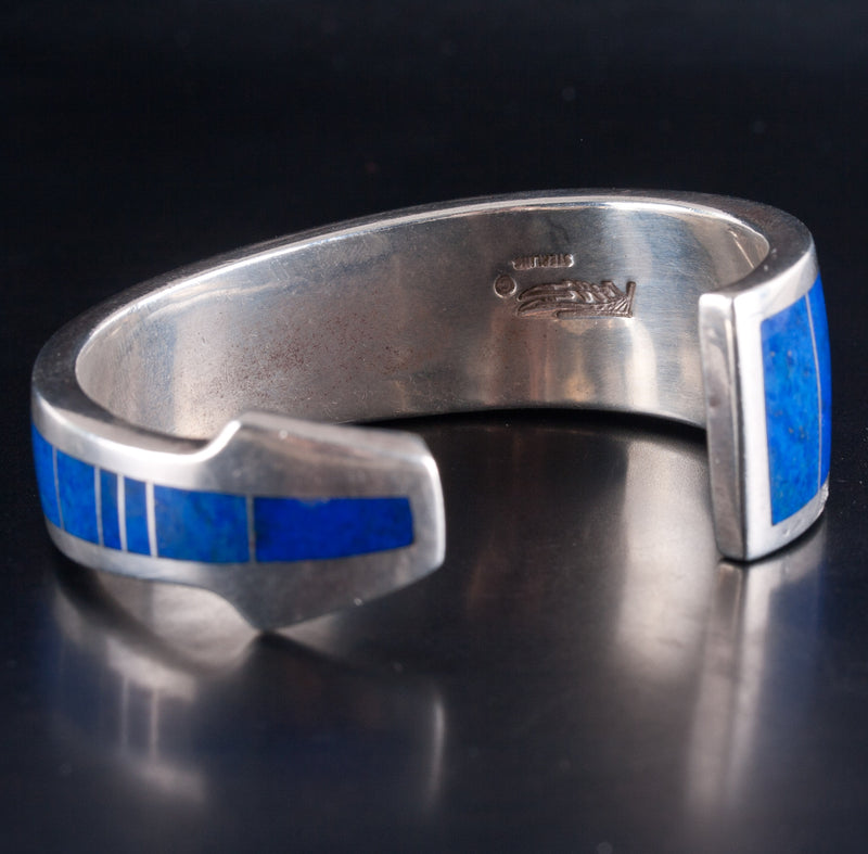 Vintage 1970's Sterling Silver Knifewing Segura Lapis Lazuli Cuff Bracelet 59.8g