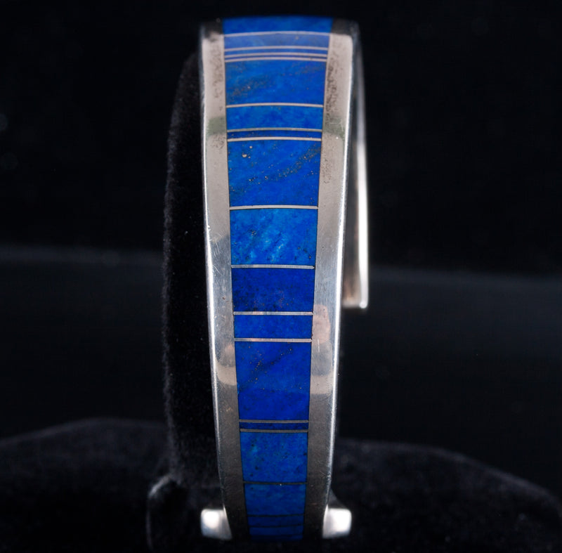 Vintage 1970's Sterling Silver Knifewing Segura Lapis Lazuli Cuff Bracelet 59.8g