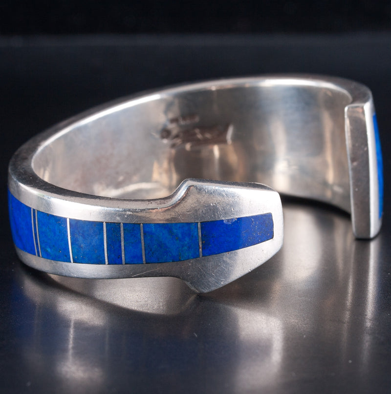 Vintage 1970's Sterling Silver Knifewing Segura Lapis Lazuli Cuff Bracelet 59.8g