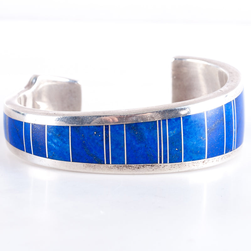 Vintage 1970's Sterling Silver Knifewing Segura Lapis Lazuli Cuff Bracelet 59.8g