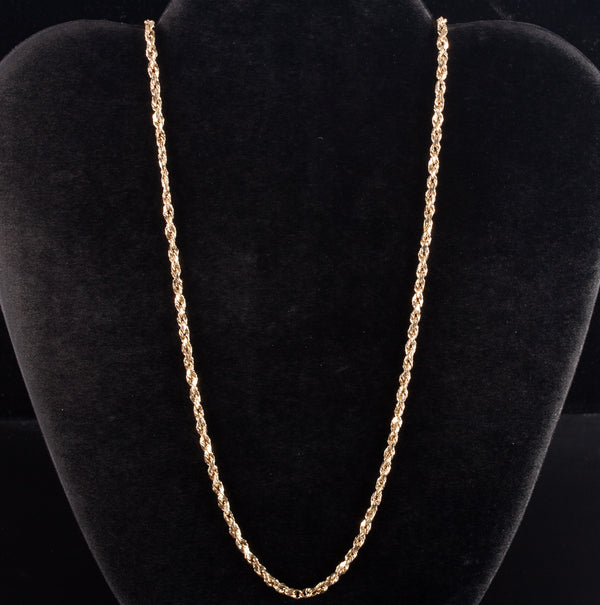 14k Yellow Gold Hollow Rope Style Chain Necklace 5.50g 24" Length 3.1mm Width