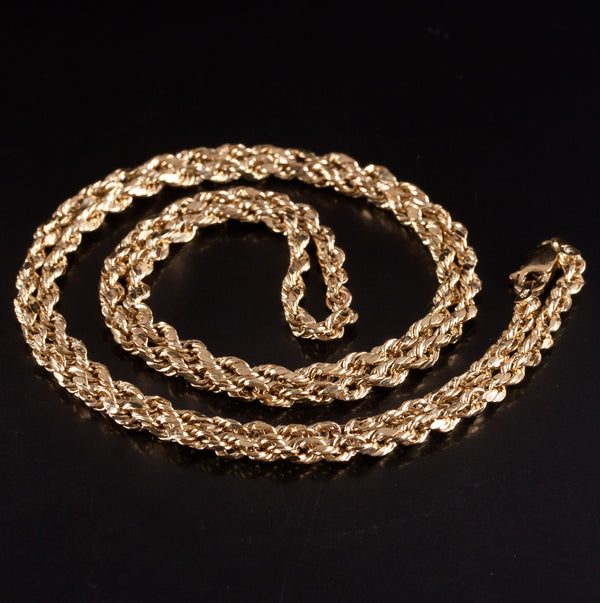 14k Yellow Gold Hollow Rope Style Chain Necklace 5.50g 24" Length 3.1mm Width