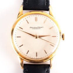 Vintage 1960s 18k Yellow Gold International Watch Co Wrist Watch W/ Leather Band