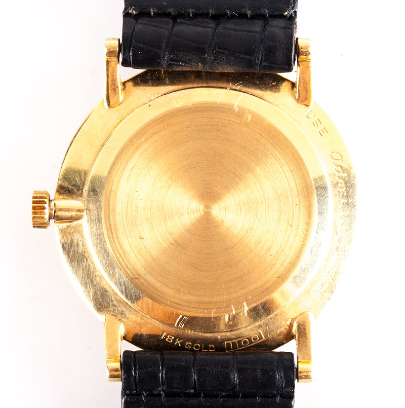 Vintage 1960s 18k Yellow Gold Longines Cosmo Wrist Watch W/ Leather Band