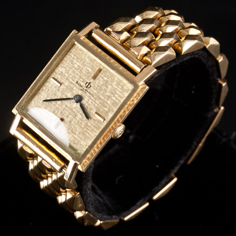 Vintage 1960's 18k Yellow Gold Baume & Mercier Wrist Watch W/ Gold Band 62.2g
