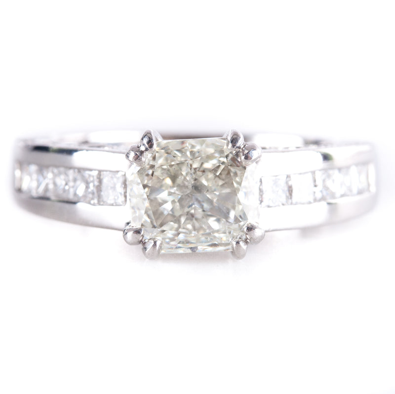 Platinum Radiant Diamond Solitaire Engagement Ring W/ Accents 2.38ctw 9.18g