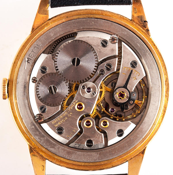 Vintage 1960s 18k Yellow Gold International Watch Co Wrist Watch W/ Leather Band