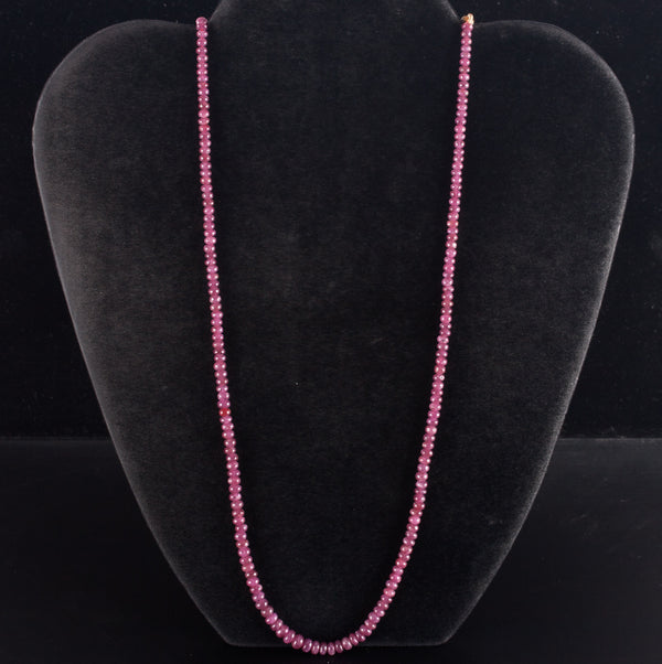 Round Button Ruby Graduated Style Necklace W/ 38" Adjustable Cord 19.45g