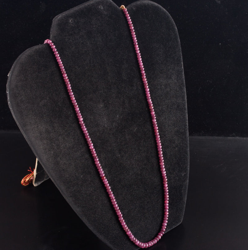 Round Button Ruby Graduated Style Necklace W/ 38" Adjustable Cord 19.45g