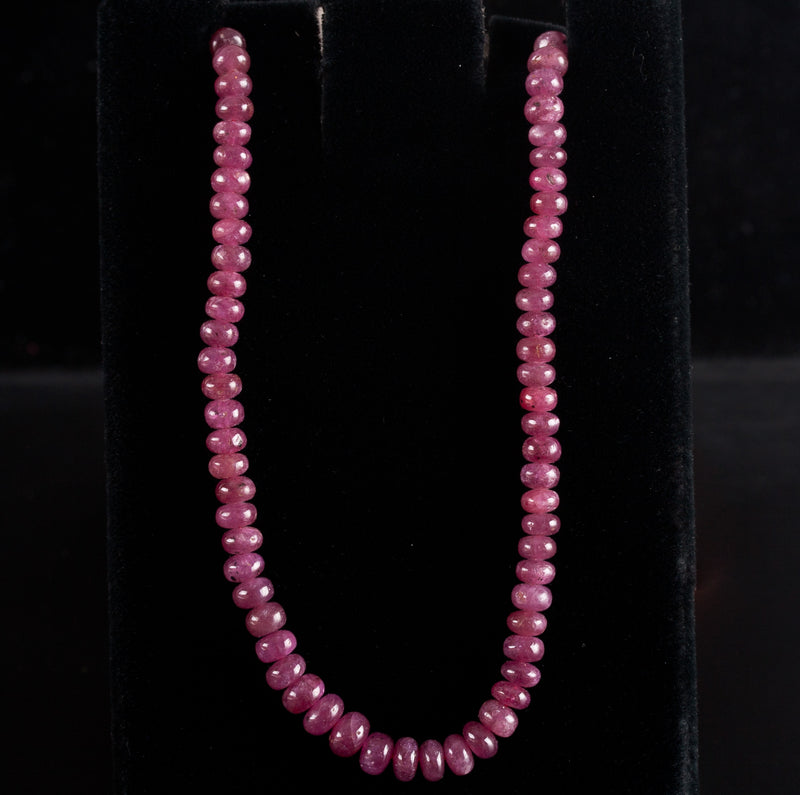 Round Button Ruby Graduated Style Necklace W/ 38" Adjustable Cord 19.45g