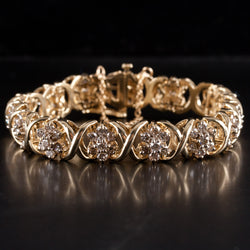 10k Yellow Gold Round Top Light Brown Diamond Tennis Bracelet 6.45ctw 7.5" 26.9g