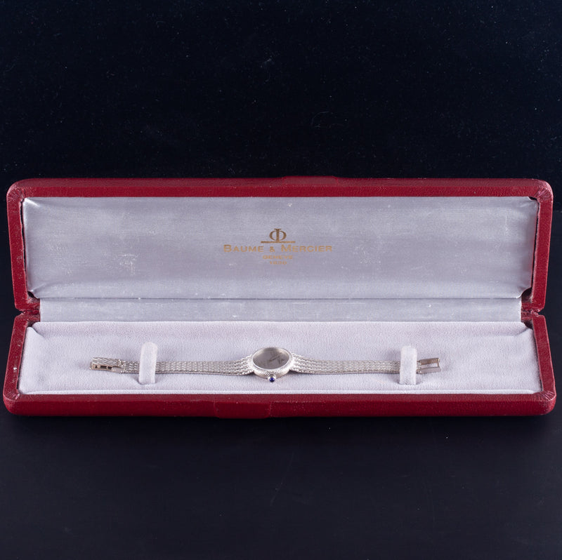 Vintage 1970's Baume & Mercier 18k White Gold Manual Wristwatch W/ Box 34.65g