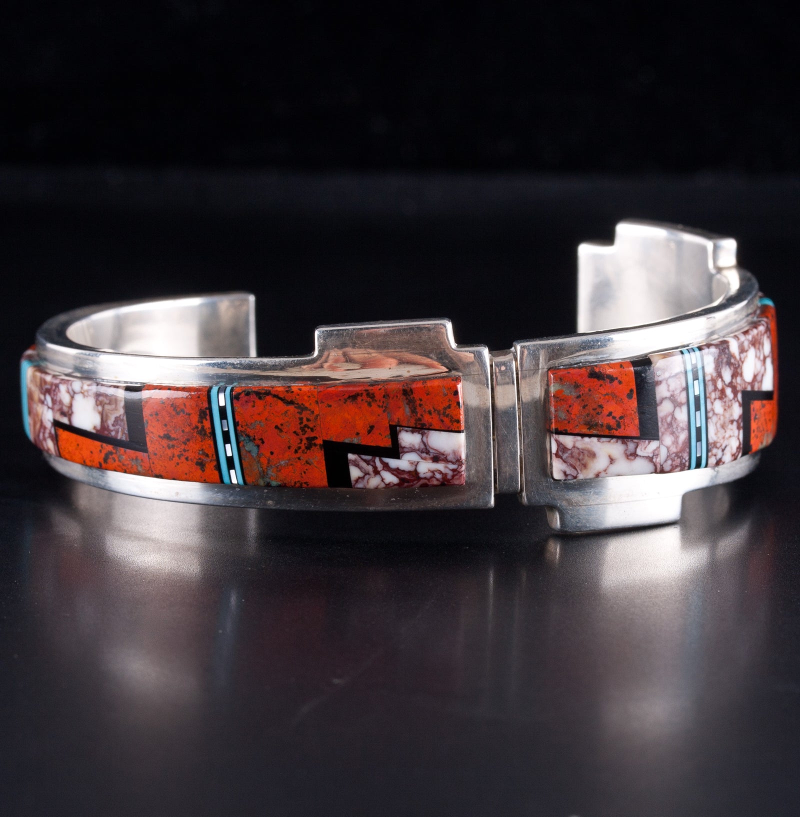 Sterling Silver Duran Gasper Zuni Inlay Multi-Stone Bracelet