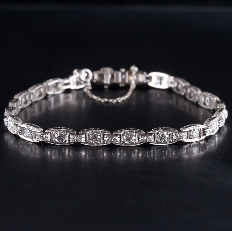 Vintage 1930's Platinum Old European Diamond Tennis Bracelet 2.20ctw 14.7g