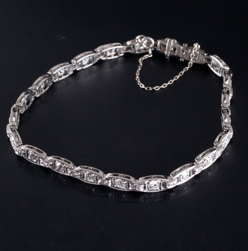 Vintage 1930's Platinum Old European Diamond Tennis Bracelet 2.20ctw 14.7g