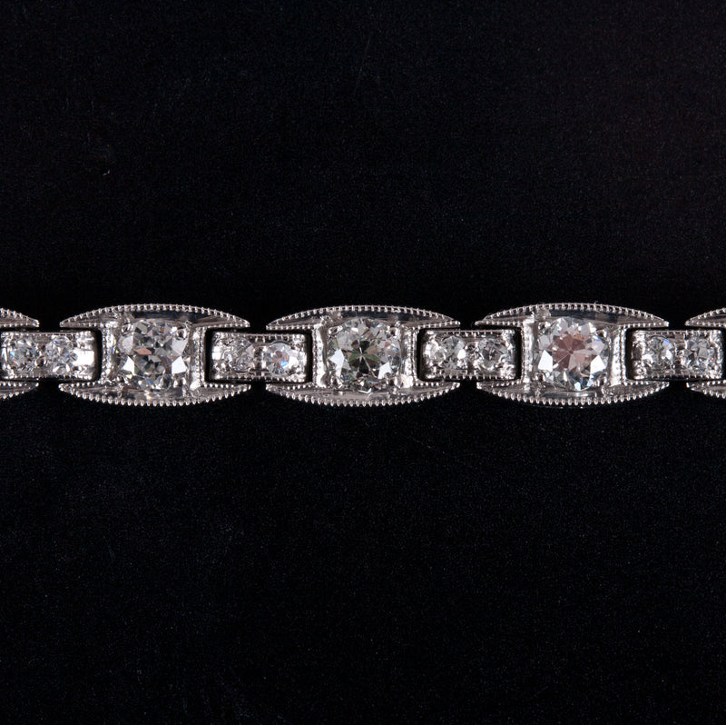 Vintage 1930's Platinum Old European Diamond Tennis Bracelet 2.20ctw 14.7g