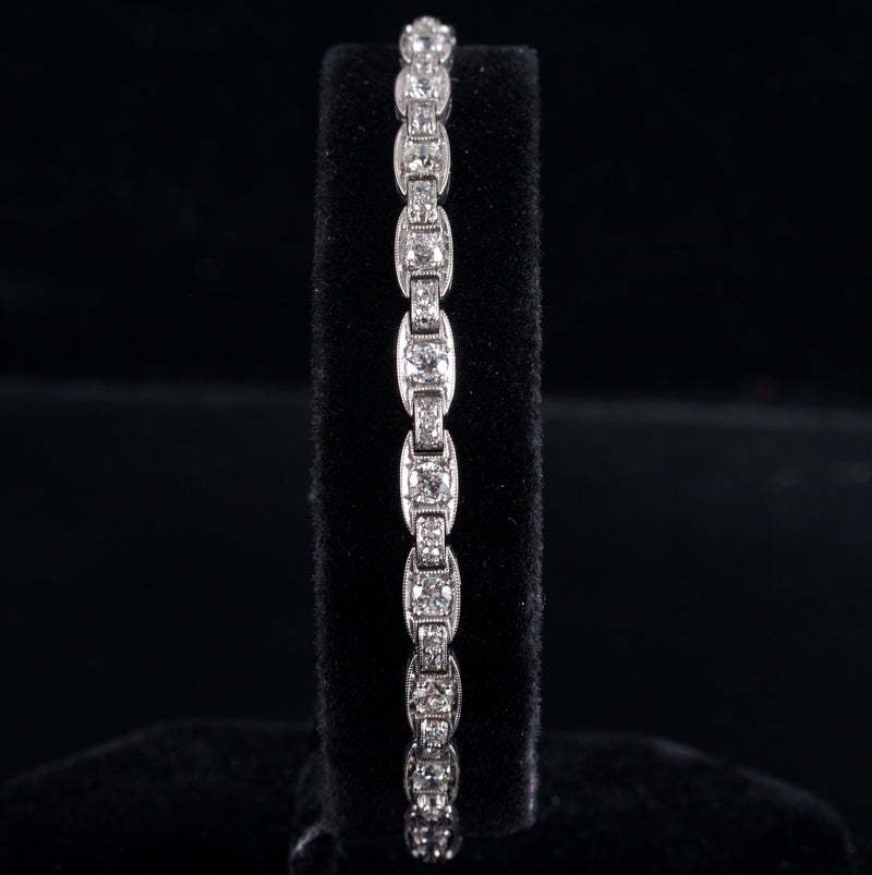 Vintage 1930's Platinum Old European Diamond Tennis Bracelet 2.20ctw 14.7g