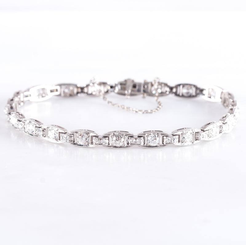 Vintage 1930's Platinum Old European Diamond Tennis Bracelet 2.20ctw 14.7g