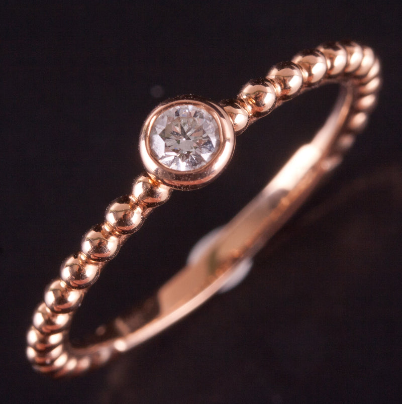 18k Rose Gold Round H SI1 Diamond Solitaire Engagement Ring .15ct 2.05g