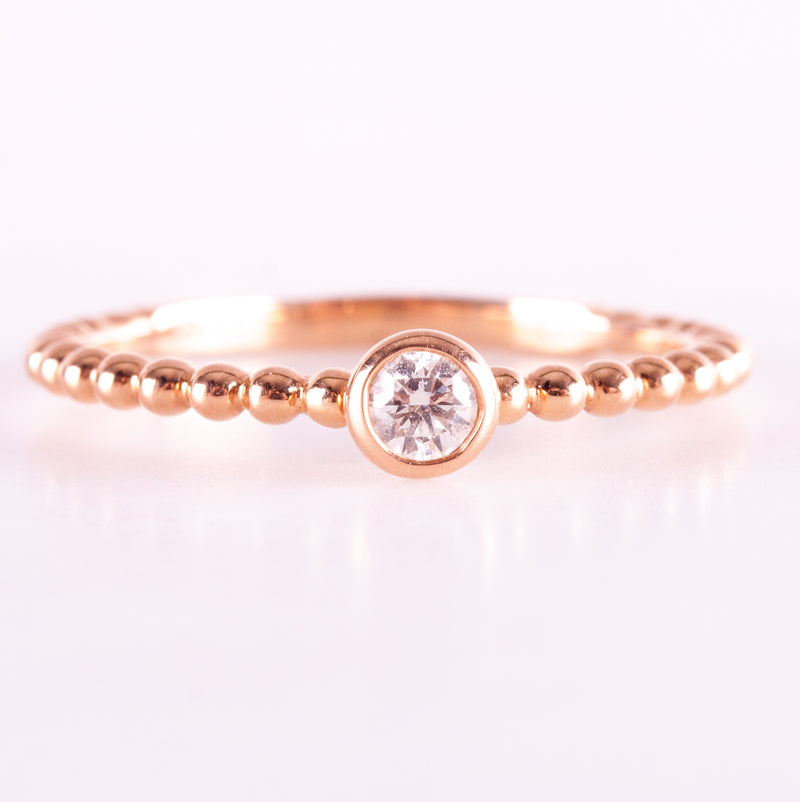 18k Rose Gold Round H SI1 Diamond Solitaire Engagement Ring .15ct 2.05g