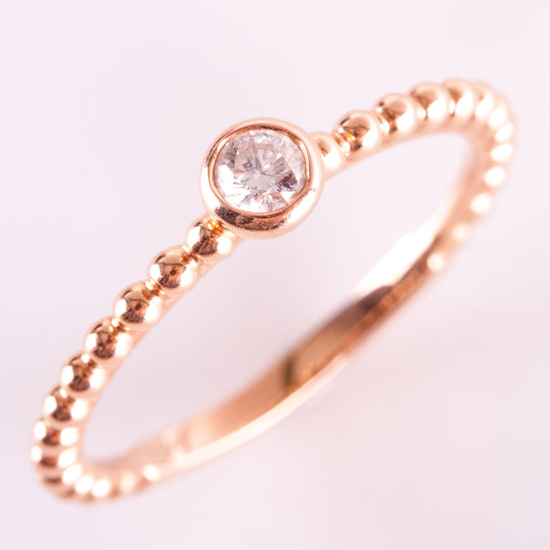 18k Rose Gold Round H SI1 Diamond Solitaire Engagement Ring .15ct 2.05g