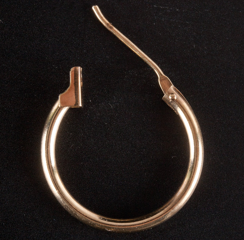 14k Yellow Gold Hollow Traditional Hoop Style Earrings W/ Saddlebacks .48g