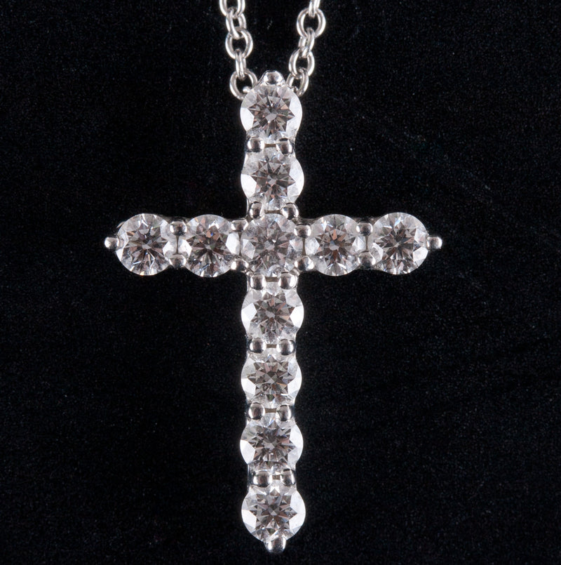 Tiffany & Co. Platinum Round G VS2 Diamond Cross Necklace W/ 16" Chain .45ctw