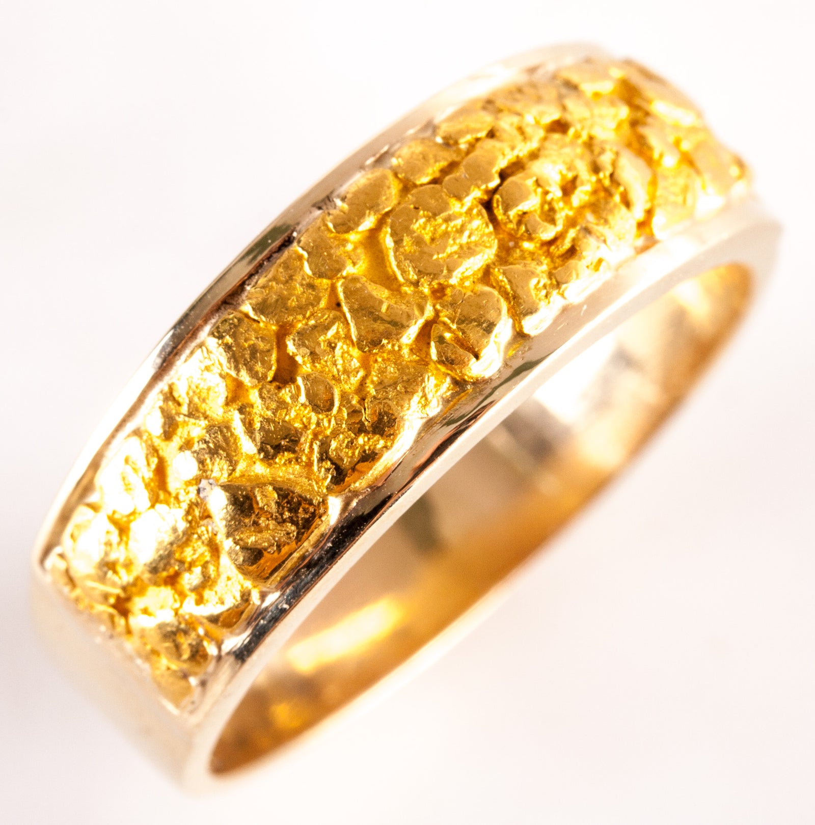 Men's 14k Yellow Gold / 20k Gold Nugget Inlay Style Ring 11.10g