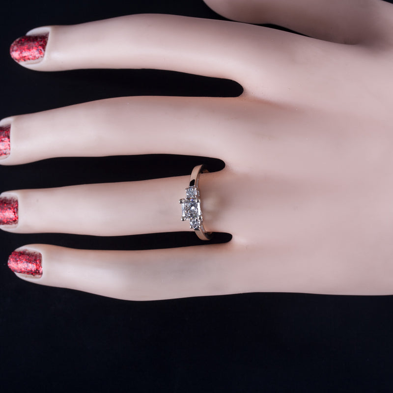 14k White Gold Princess Diamond Engagement Ring W/ Certification .98ctw