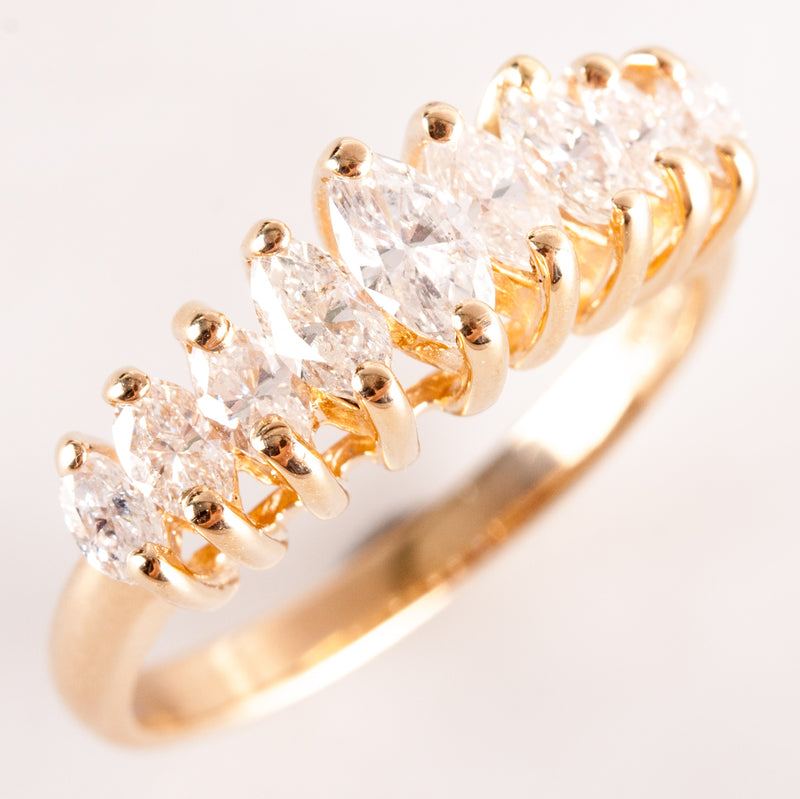 14k Yellow Gold Marquise Diamond Graduated Style Wedding Ring .79ctw 3.42g