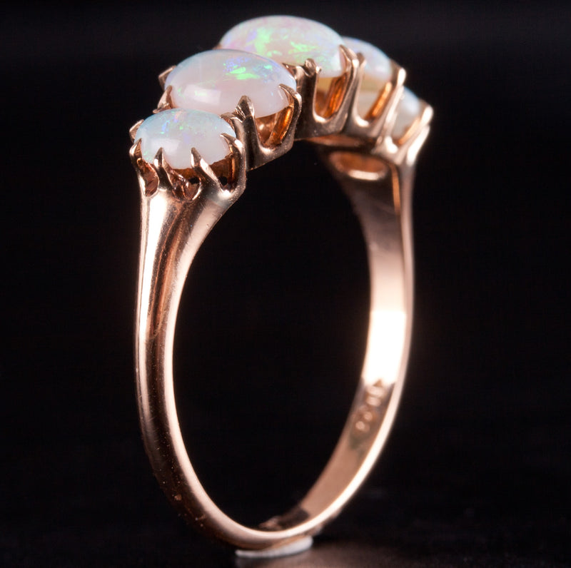 Vintage 1940s 14k Rose Gold Cabochon Australian Opal Cocktail Ring 1.13ctw 2.05g