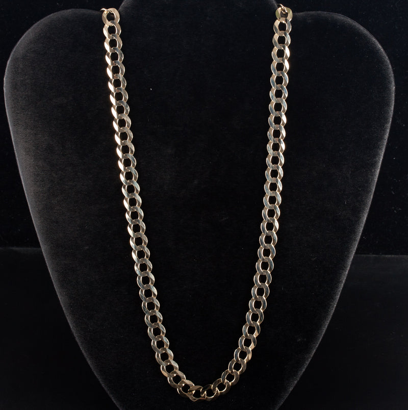 14k Yellow Gold Solid Curb Style Chain Necklace 36.4g 24" Length 8.45mm Width