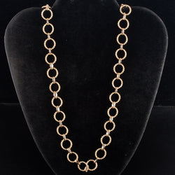 14k Yellow Gold Long Circle Link Chain Necklace 43.6g 28" Length 13.4mm Width