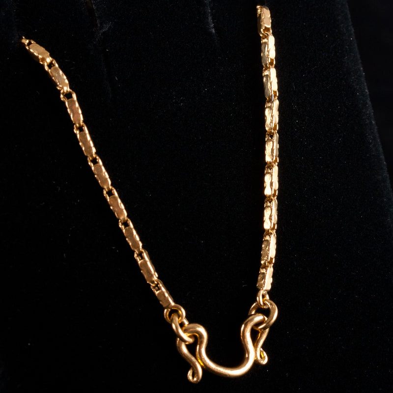 22k Yellow Gold Fancy Link Style Chain Necklace 14.95g 25" Length 1.5mm Width