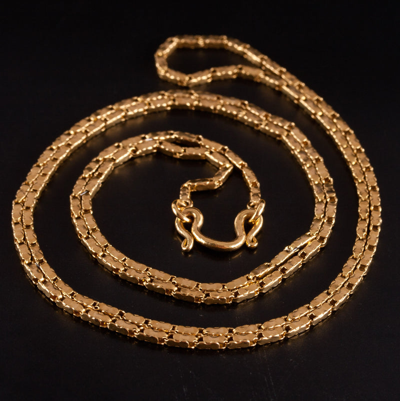 22k Yellow Gold Fancy Link Style Chain Necklace 14.95g 25" Length 1.5mm Width