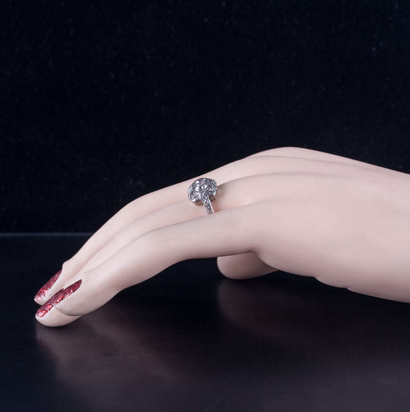 Vintage 1920's Platinum I VS2 Old European Diamond Cluster Cocktail Ring 1.31ctw