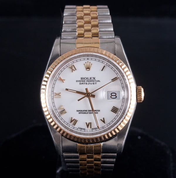 Rolex 16233 Datejust Stainless Steel 18k Yellow Gold Jubilee Wrist Watch 104.9g