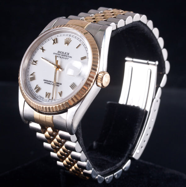 Rolex 16233 Datejust Stainless Steel 18k Yellow Gold Jubilee Wrist Watch 104.9g